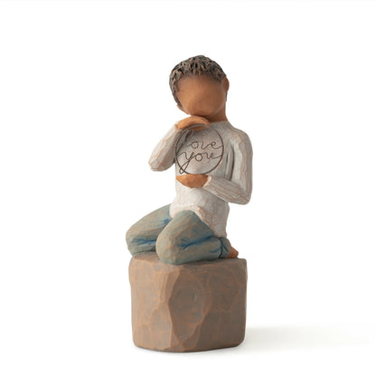 Love You Too darker skin figurine as a child love keepsake gift