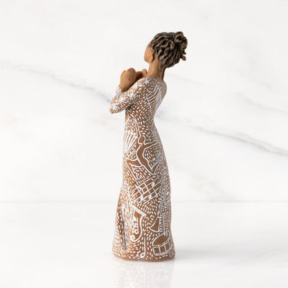 Detail view of Music Speaks Figurine – Darker Skin Musician Gift for musicians and performers