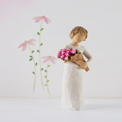 Bright Hope figurine with tulips as a confidence and encouragement gift