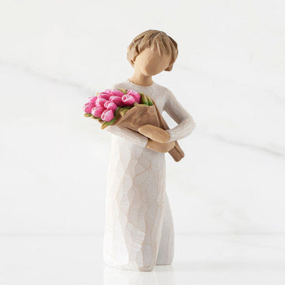 Bright Hope figurine with tulips as a confidence and encouragement gift
